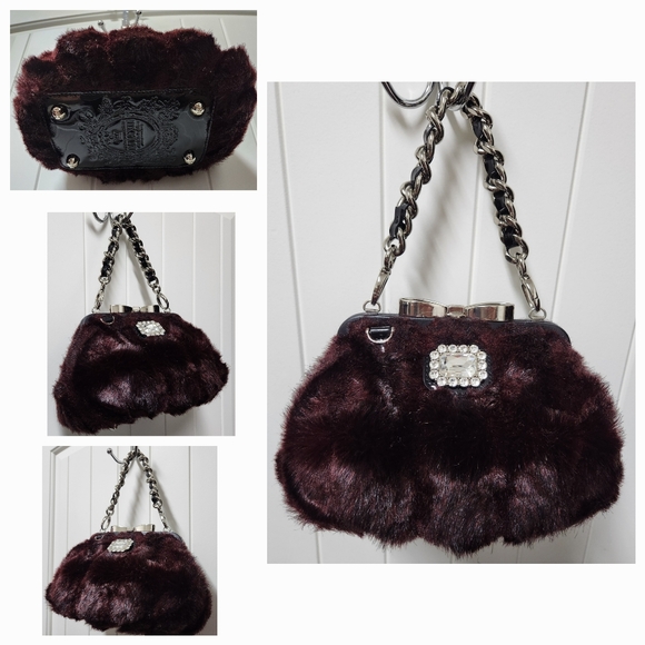 MY FLAT IN LONDON Saville Furry Bag in Black Scarlett M028696 NWT and COA